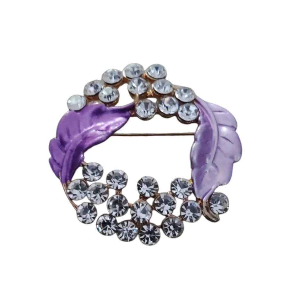 Elegant Purple and Silver Brooch Pin